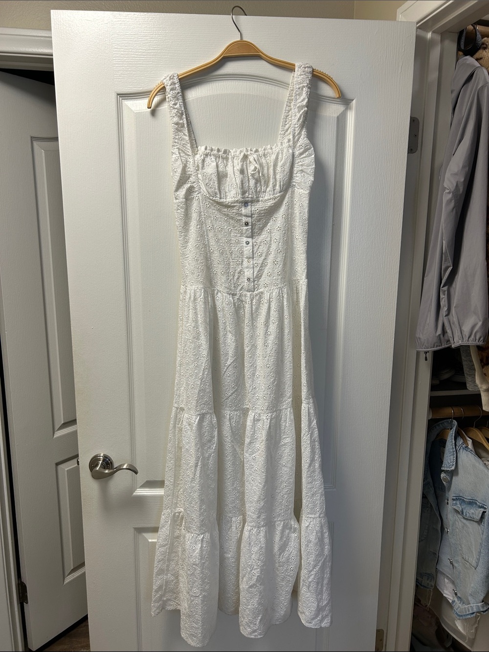 Frankie’s Bikini White Eyelet Drop waist Maxi Sundress